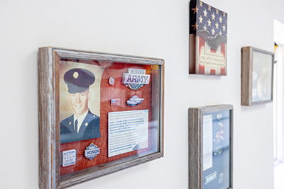 Veteran's wall memorabilia